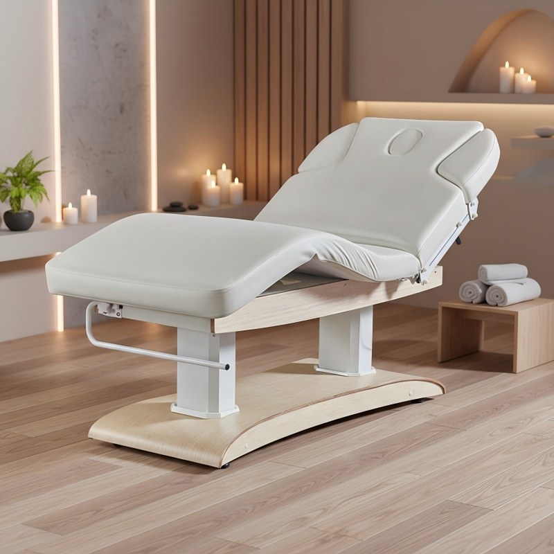 Health Within Wellness Center - Электрический массажный стол с деревянной текстурой